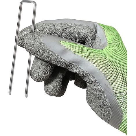 Confezione da 50 picchetti di fissaggio in acciaio inox zincato, alti 150 mm, lunghi 25 mm, con diametro di 2,9 mm. (1/3)