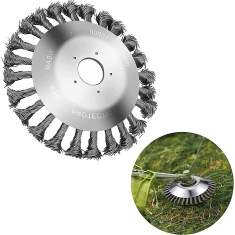 Tete Brosse Débroussailleuse 150 x 25mm Brosse à Désherber Ronde, Tête de Désherbage Fil d'acier, Brosse de Debroussailleuse Universelle pour Outils de Pelouse Jardin Agriculture (6 Pouce) (1/5)