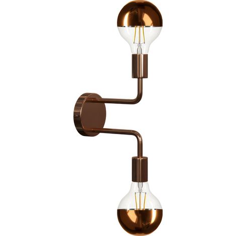Fermaluce Metal, lampada a muro in metallo con doppia estensione curva  Senza lampadina - Rame - No
