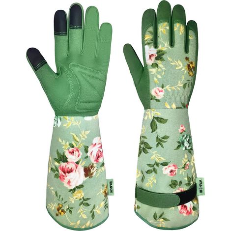 Gants de jardinage, gants longs pour femmes, adaptés au jardinage et aux travaux de terrasse, en cuir, (taille moyenne)