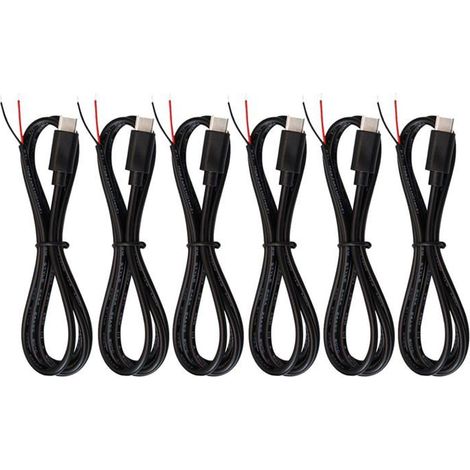 TRAHOO-6PCS Câble Pigtail de Type C de 1m, câble d'alimentation d'extension USB C à 2 fils, câble mâle de Type C 22AWG 12V 3A[J400] (1/5)