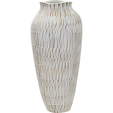Vaso Stiky bianco e oro in resina texture a bastoncelli 23x50 cm
