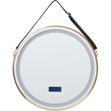 Espejo de baño LED moderno redondo con altavoz Bluetooth 60 x 60 cm dorado Darois (1/5)