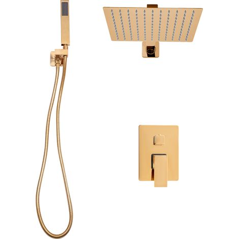 Système de Douche encastrable, Ensemble de Douche Encastré avec Tête de Douche Carrée 20 20cm, Set de Douche avec Pommeau de Douche, Mitigeur Douche Corps en Laiton (1/5)