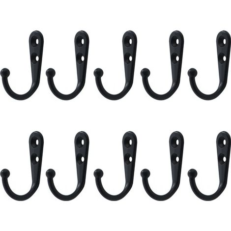 Wandhaken mit Schraublöchern, 10er-Pack, schwarz