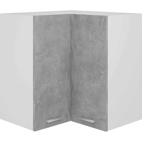 Armoire de cuisine d'angle suspendue - Meuble de rangement Style Contemporain Gris béton 57x57x60 cm Aggloméré BV989927 - BonneVie (1/5)