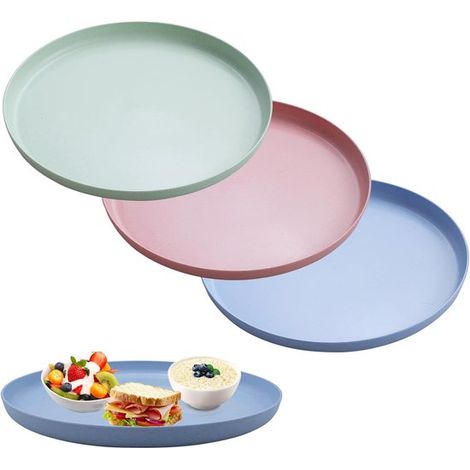 Vassoio rotondo antiscivolo - ideale per feste e ristoranti - set da tre pezzi - rosa, blu, verde - 30,5 cm (1/4)