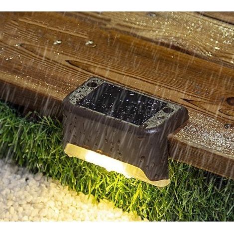 Lampe solaire extérieure IP65, noire avec lumière chaude, pour escaliers, cours et terrasses, 1 pièce (1/5)