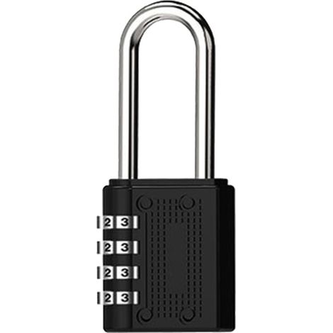 Cadenas à combinaison à 4 chiffres en alliage de zinc, verrou mécanique à code numérique à suspendre pour armoire de rangement, noir