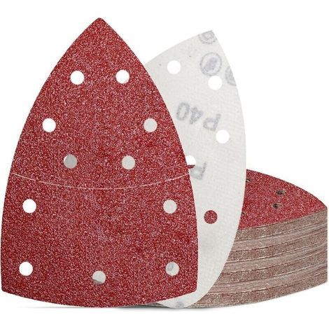 50 Pièces Papier Abrasif pour Ponceuse Grain 40 Disques Abrasifs Triangulaire 11 Trous pour Ponceuses de Détail (1/5)