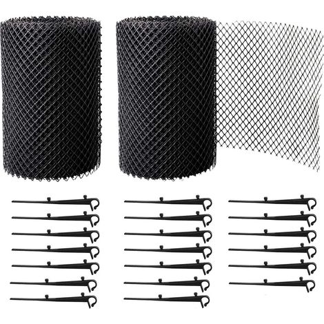 Grilles de Protection de Gouttière durable en PP, Protège Toiture et Protection contre Feuille + PLUS 20 Crochets de fixation+15cm de largeur+ 12m de longeur (1/5)