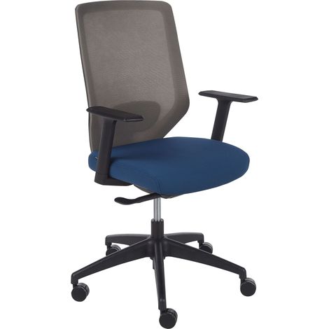 Sedia da ufficio girevole e regolabile con rivestimento in rete azzurra Virtuoso