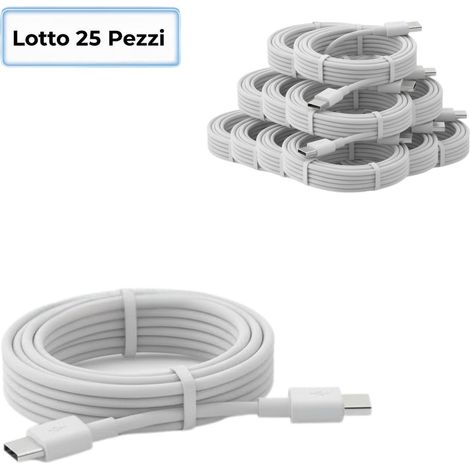 Lotto 25 Cavi Type-C Type-C USB-C A USB-C 1 Metro Ricarica Rapida Veloce AS-86