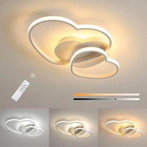 Plafonnier LED dimmable 42 W, Lustre design Cœur, luminaire pour chambre d'Enfant, blanc (1/4)