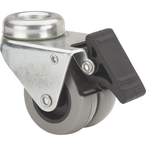 rueda giratora agujero m10 freno 410-050-5 poliamix-goma gris (doble)eje liso (1/2)