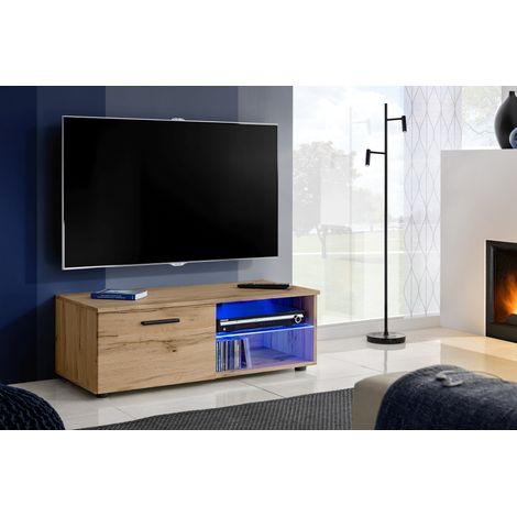 Extreme Furniture, Armoire TV T32-100, (LxHxP): 100 x 34,5 x 45, corps en Wotan Mat, Façades en Wotan Mat, blue LEDs (1/5)
