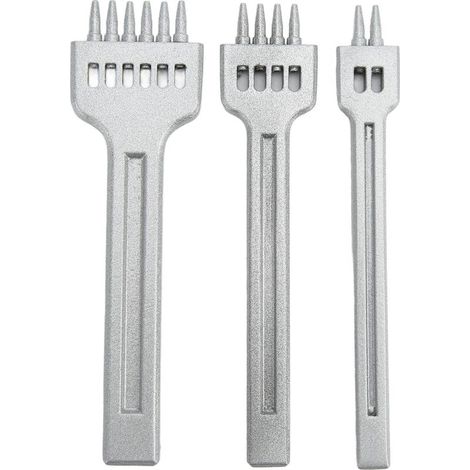 Lot de 4 pointes en alliage de zinc blanc brillant fin, 2/4/6 dents, finition miroir, trou large, couture 4mm (1/5)