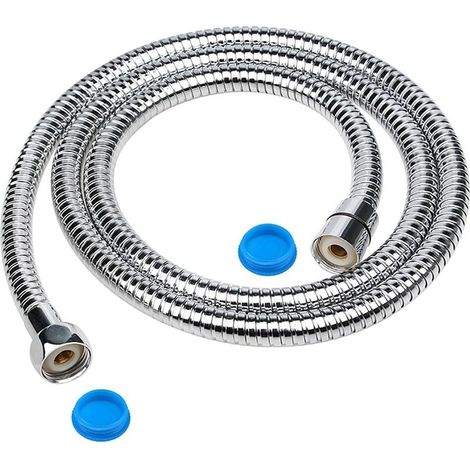1 tuyau de douche flexible, acier inoxydable chromé, 2 m, G1/2, anti-torsion, étanchéité renforcée, universel (1/5)