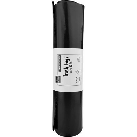 Bolsas de LDPE negras de 120 L, 10 unidades, extra resistentes.