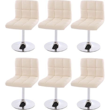 Set 6x sedie lounge girevole elegante imbottita Kavala ecopelle 44x43x76cm avorio