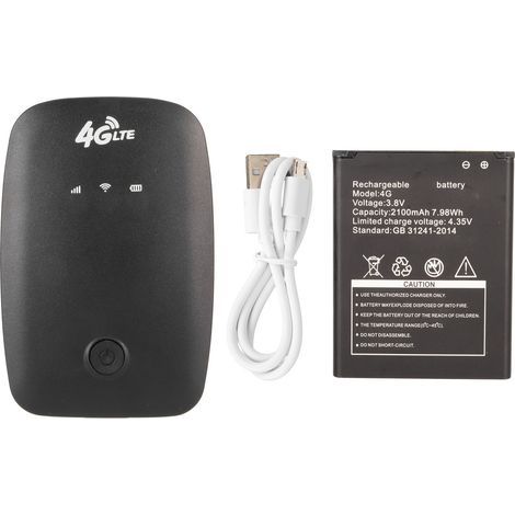 Portable 4G Mini WiFi High Speed Router - Lightweight LTE Hotspot for Smartphone, Laptop, Tablet and TV (Black) (1/5)