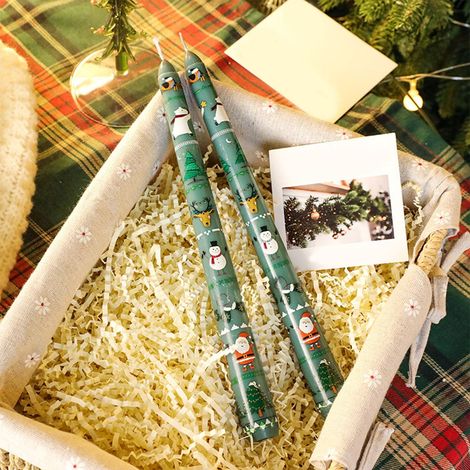 Bougie De Noel - Cire - 25 cm - Pour Banquet De Noel Et Mariage - Vert - 2 Pièces (1/5)