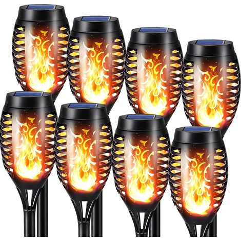 Solar-Flammenlichter für den Außenbereich – 8er-Pack wasserdichte Solar-Taschenlampen, flackernde Solar-Flammenlichter für Dekoration, Garten, Terrasse, Wege, Rasen