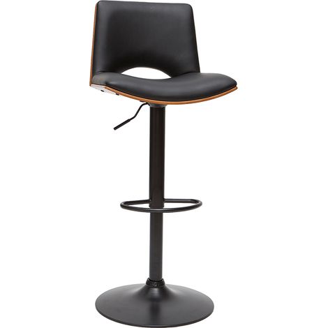 Sgabello da bar design regolabile nero e legno scuro PANACH (1/4)