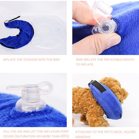 Collier gonflable ajustable en PVC pour animaux de compagnie avec fermeture auto-agrippante - Accessoires pour animaux (1/4)