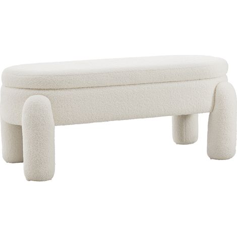 110x50x84cm White Upholstered Storage Bench Foot Rest (1/4)