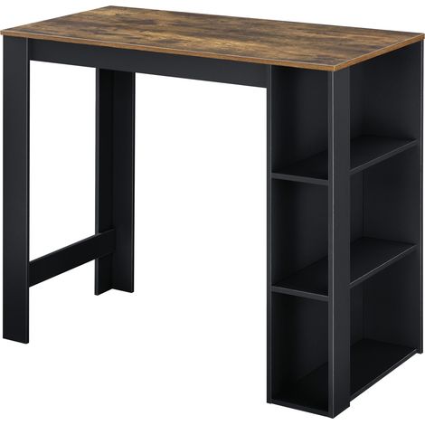 Mesa alta de diseño con superficies de almacenamiento Mesa de bistro con 3 estantes de aglomerado 110 x 50 x 103 cm roble negro oscuro 030006208 (1/4)