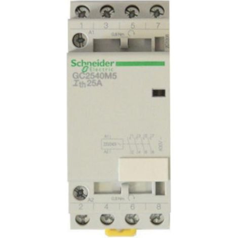 Contacteur à clé 4P 25A – Tension 220-240V AC – IP20 – Installation rail DIN – Compatible avec blocs auxiliaires – Chint