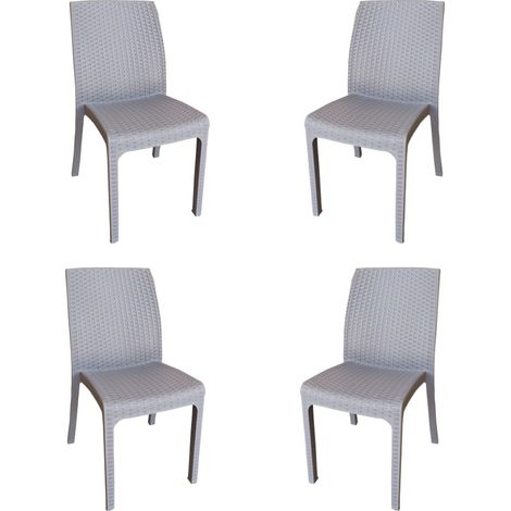Sedia in polipropilene rattan per esterno VIRGINIA Tortora set 4 pezzi