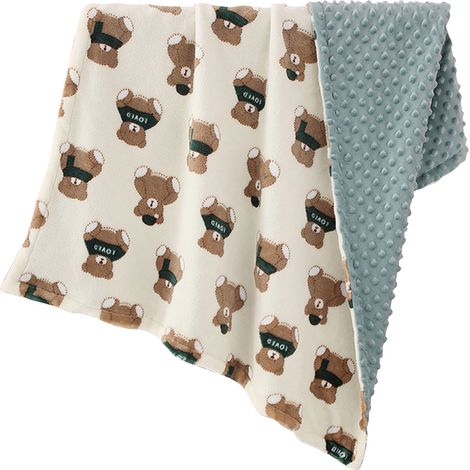 Couverture bébé polaire douce et chaude, légère et portable, idéale pour toutes les saisons - motif ours (1/5)