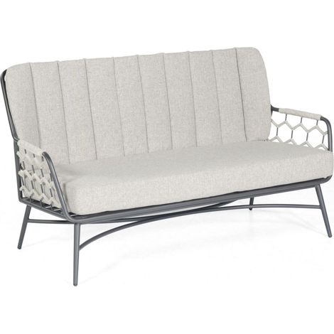 Lounge-Sofa Yale Alu/Polyrope silbergrau inkl. Kissen SonnenPartner (1/5)