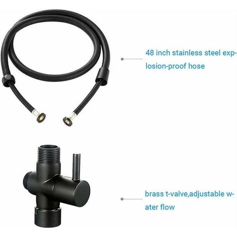 Douchette pour robinet -Kit Douchette WC Acier Inoxydable Noir Robinet wc pulvérisateur pour l'hygiène personnelle quotidienne, jeu de tuyaux mural - (1/4)