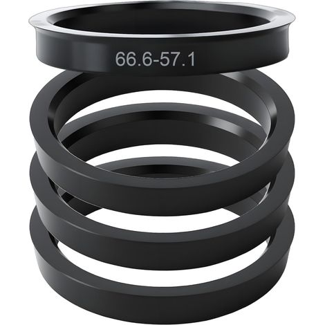 4 Pieces Centre Rings 66.6 to 57.1 Black Plastic Wheel Centre Rings Universal Fit for Vibration Reduction Wheel Rims (1/5)