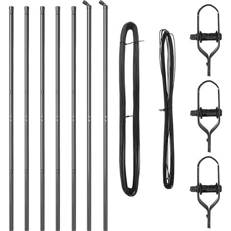 Poteaux de clôture 7 pcs Gris Ø32 mm 150 cm Acier galvanisé CFW8848915 (1/5)