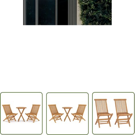The Living Store 3-tlg. Garten-Essgruppe Massivholz Teak - Gartenmöbel - Essgruppe - Terrassentisch - Gartentisch - Holzmöbel (1/5)