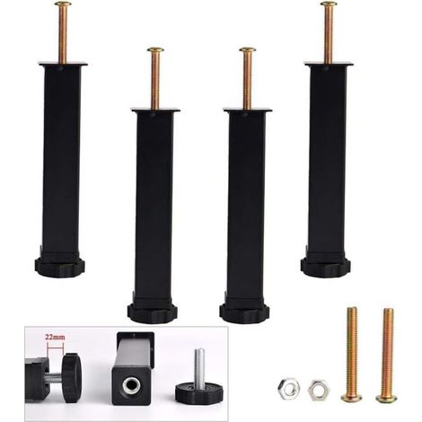 Lot de 4 pieds de meuble réglables, pieds de support pour pieds de lit, pieds de remplacement pour pieds de meuble, accessoires pour cadre de lit, hauteur réglable 30 mm (1/5)
