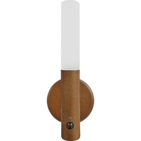Lampada da parete a LED a batteria ricaricabile (1W 3000K 60lm) con sensore di movimento IP20 Ø6.5cmx18cm colore marrone e opale (1/5)