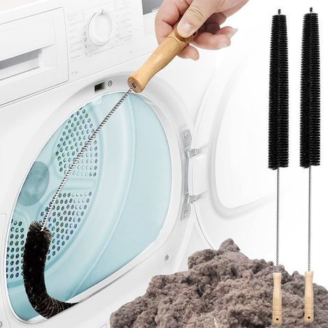 Kit de nettoyage pour sèche-linge en 2 pièces - brosse de nettoyage ménager - brosse longue et flexible - pour les peluches, la poussière et les poils d'animaux - convient aux sèche-linge et aux réfri (1/3)