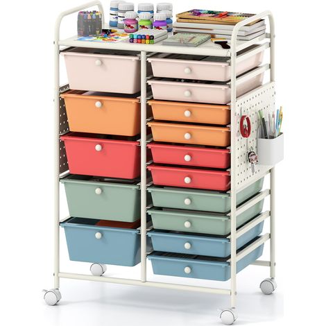 COSTWAY Carrello Portaoggetti Con 14 15 Cassetti Removable Carrello Organizzatore In Plastica Mobile Con Ruote Bloccanti Salvaspazio Ampio Piano In Metallo Pa (1/5)