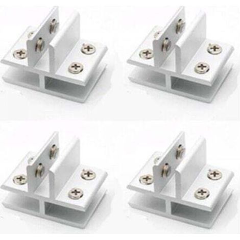 Lot de 4 pinces à verre en forme de T avec support en verre pour fixation sur 3 panneaux latéraux, douche, tables, panneaux, 10-12 mm (1/4)