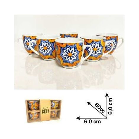 Set 6 Tazzine Tazze da Caffè in Ceramica senza Piattini Maiolica (1/2)