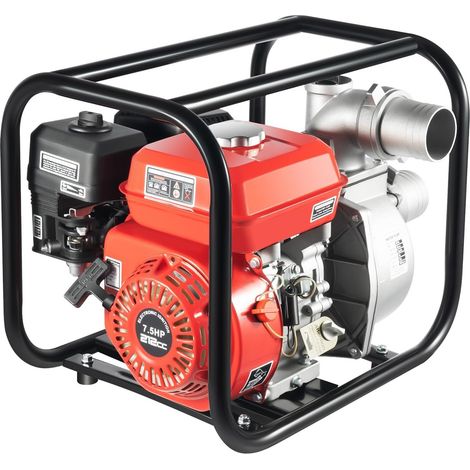 Pompe à eau à essence 7,5 HP - Pompe haute pression 4 temps - Moteur à essence auto-amorçante - Démarreur de câble - Avec conduite d'eau de 7,5 m - Pour prise de fontaine d'eau, irrigation agricole (1/5)
