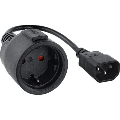 Adaptateur de câble d'alimentation pour SAIS C14 Macho A CEE7 Femelle 0,25 mètre nanocable 10.22.0901 (1/2)