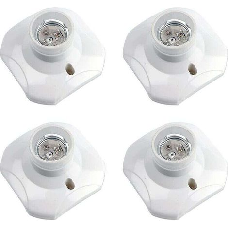 Douille Plafond E27 à Visser, Douille E27 Garage, AC 220-240V, Support Douille pour Ampoule LED, Base Plafonnier Culot E27, Base de Lampe Plastique Blanche pour Lampe au Mur, lot de 4 (1/4)