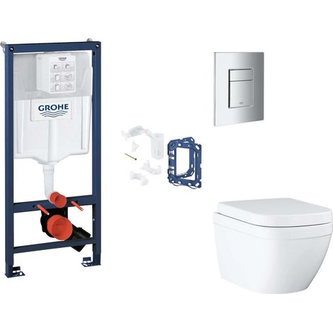 Grohe Rapid SL - Set Vorwandelement, WC mit Softclose-Sitz, Betätigungsplatte Skate Cosmopolitan und Fresh Umrüstset, Triple Vortex, Chrom SANI11BB2135 (1/5)