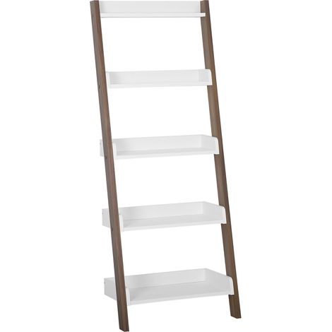 Estantería de madera oscura blanco 5 niveles librería inclinada moderno Mobile Trio